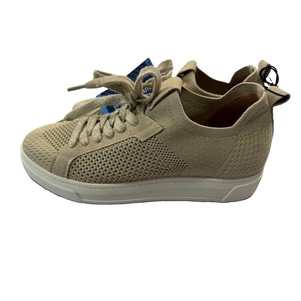 White Mountain Womens Taupe Sparkle Laces Knit Low Top Sneaker Womens 9